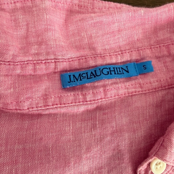 J MCLAUGHLIN BRITT 100% LINEN SHIRT BUTTON FRONT BREATHABLE PREPPY CASUAL PINK S - Picture 7 of 10